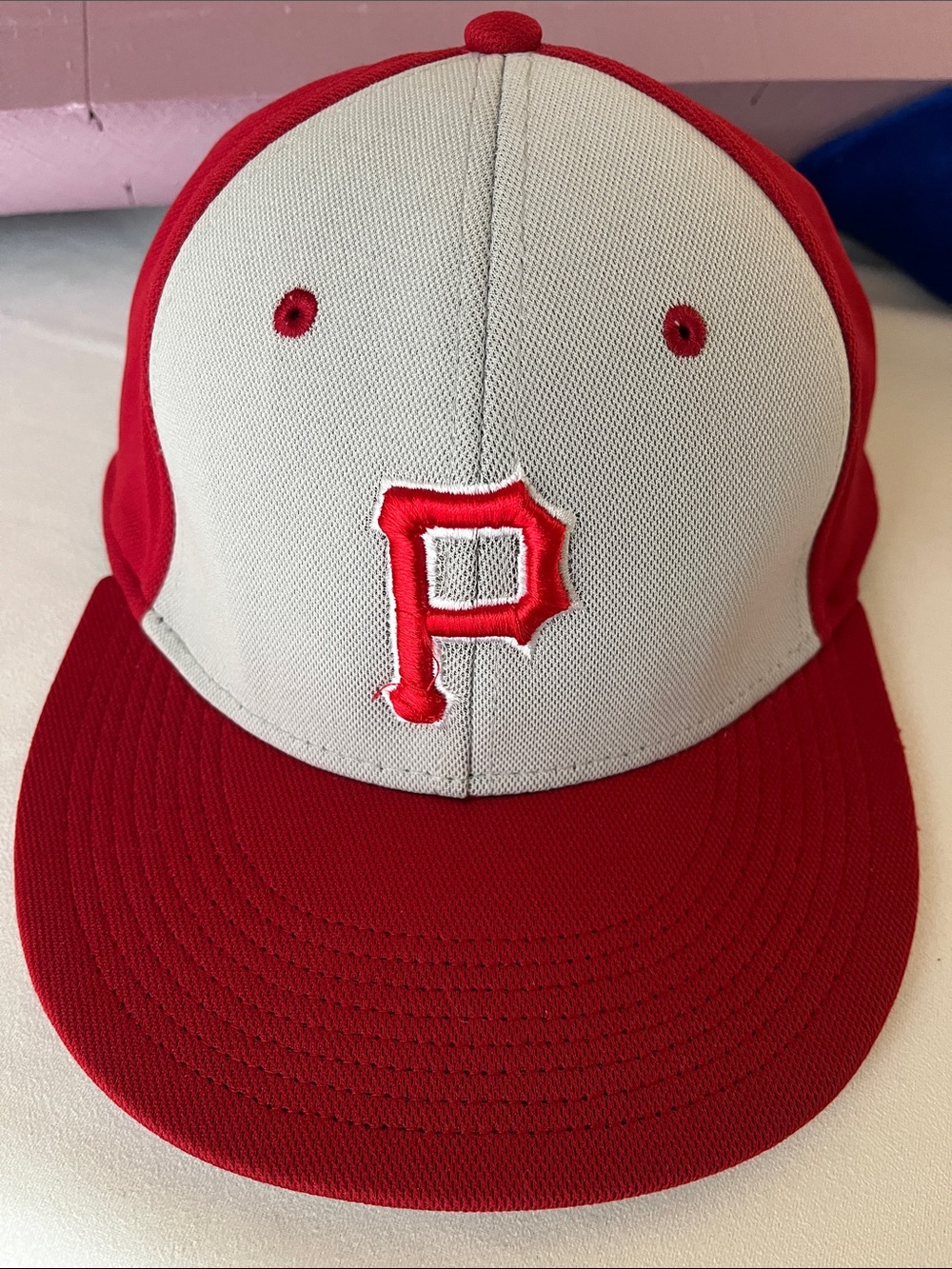 Pittsburgh Pirates OC Sports ProFlex Fitted Hat M/L Red Gray MLB